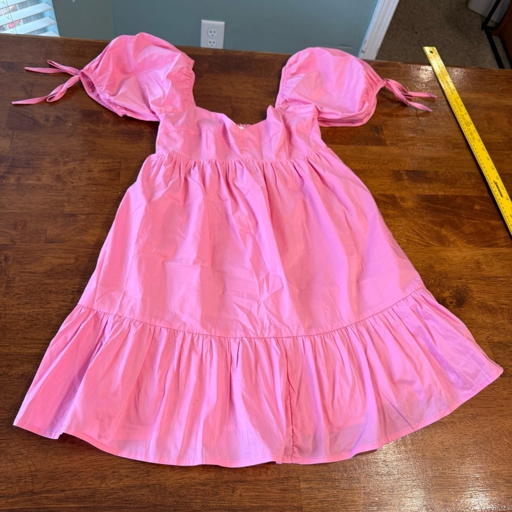 &merci Pink Puff Sleeve mini dress Dress size small - Picture 1 of 7